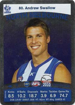 2010 Team Zone AFL Team - Silver #80 Andrew Swallow Front